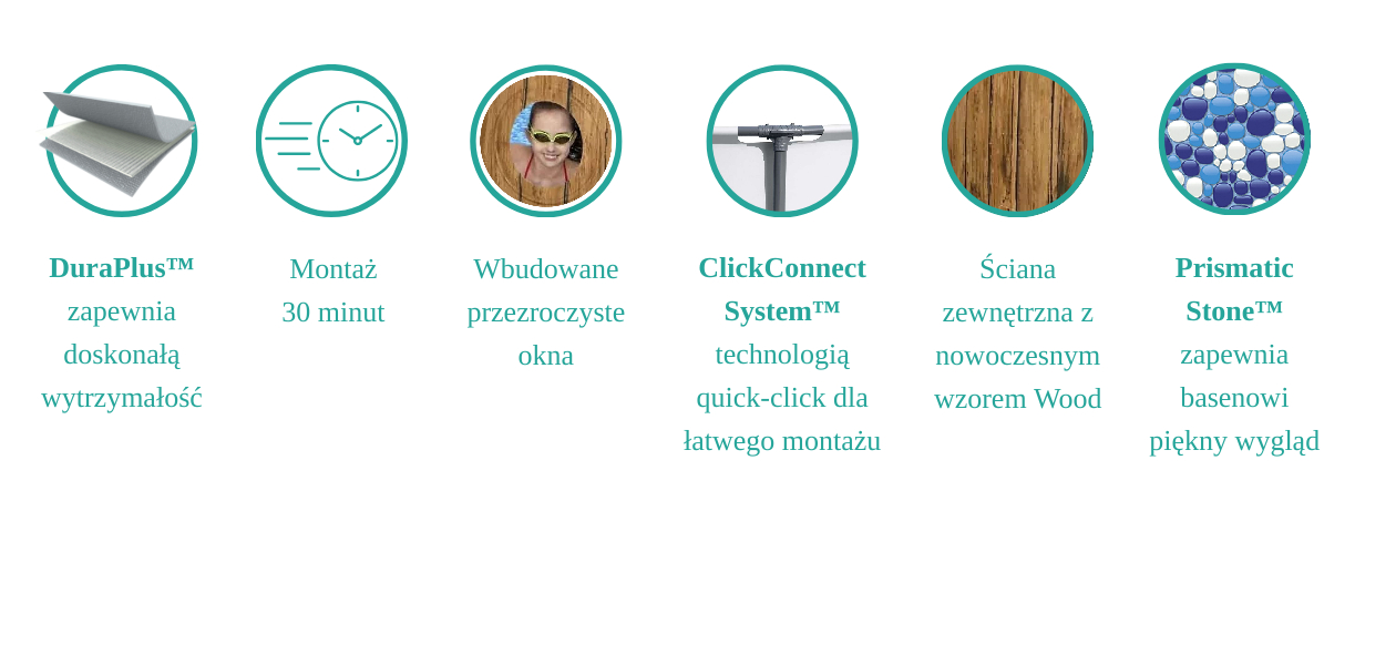 infografika z zaletami produktu Basen z filtrem wkładowym , drabinką i pokrywą Bestway 56977